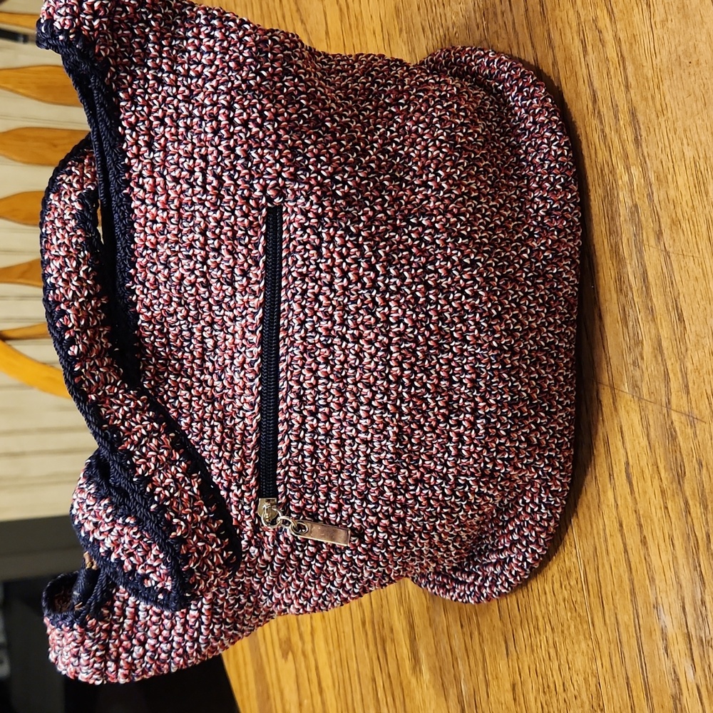 The Sak Crochet Navy & Red Shoulder Bag